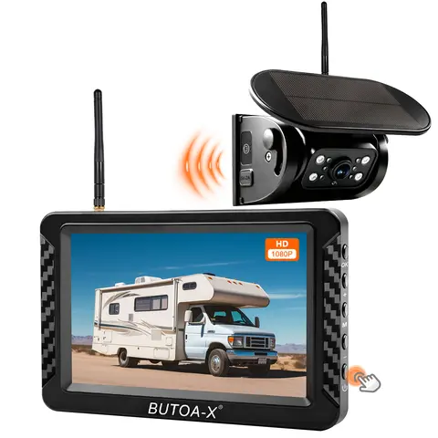BUTOA-X X5 Wireless Magnetic Backup Camera System with 5'' Monitor, Solar Charging, Auto Sleep Mode, No Wiring, 1080P Digital Camera, Waterproof, Safety Vehicle Accessory for Trucks, RVs toolupgrade