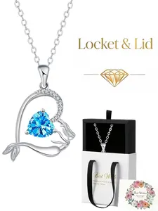 Ocean Blue Mermaid Heart Necklace New fashion ocean heart mermaid pendant with premium sapphire, with an exquisite drawer-style jewelry box.Ideal gift for women on birthdays, Mother's Day, Valentine's Day, Christmas and anniversaries.