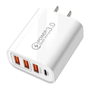 4-Port USB C Charger, 40W USB Charger Block, Double Fast Charging Block Cube, PD QC 3.0 Wall Plug Box, Multiport Type C Charger Block Work for iPhone 15 14 13 12 11 Pro Max Galaxy S23 S22