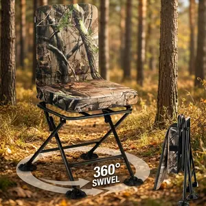 Swivel Hunting Blind Chair, Camouflage, 360° Silent Swivel, Height Adjustable, Portable Folding Chair for Hunting Fishing summervibes