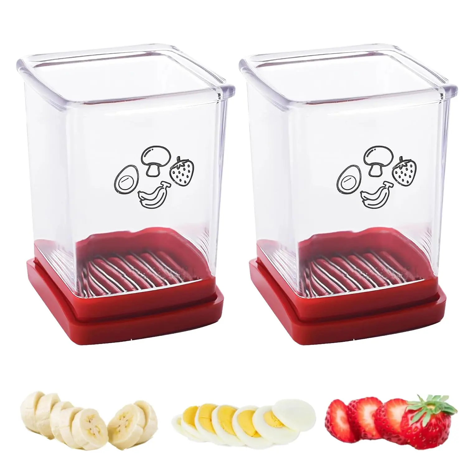 Fruit And - Cup Slicer For Strawberry  Grape Banana Mushroom Kitchen Gadget Fruits Vegetables Compact Slicing Tool (2 Packs)