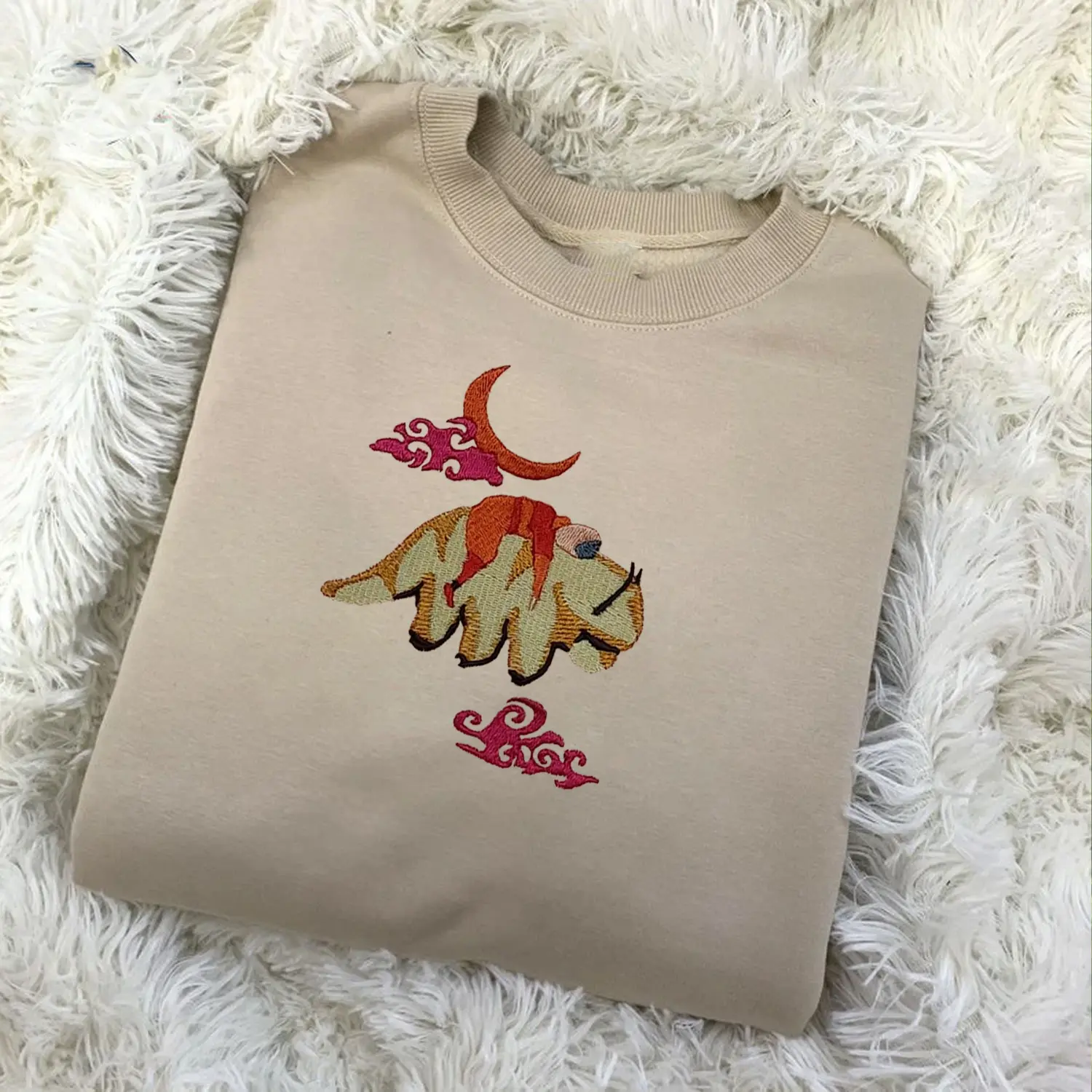 Kawaii Avatar The Last Airbender Appa Bison Sweatshirt, Appa Bison Embroidered Hoodie Sweatshirt, The Last Airbender Movie Sweatshirt, Appa Bison Lover Gifts