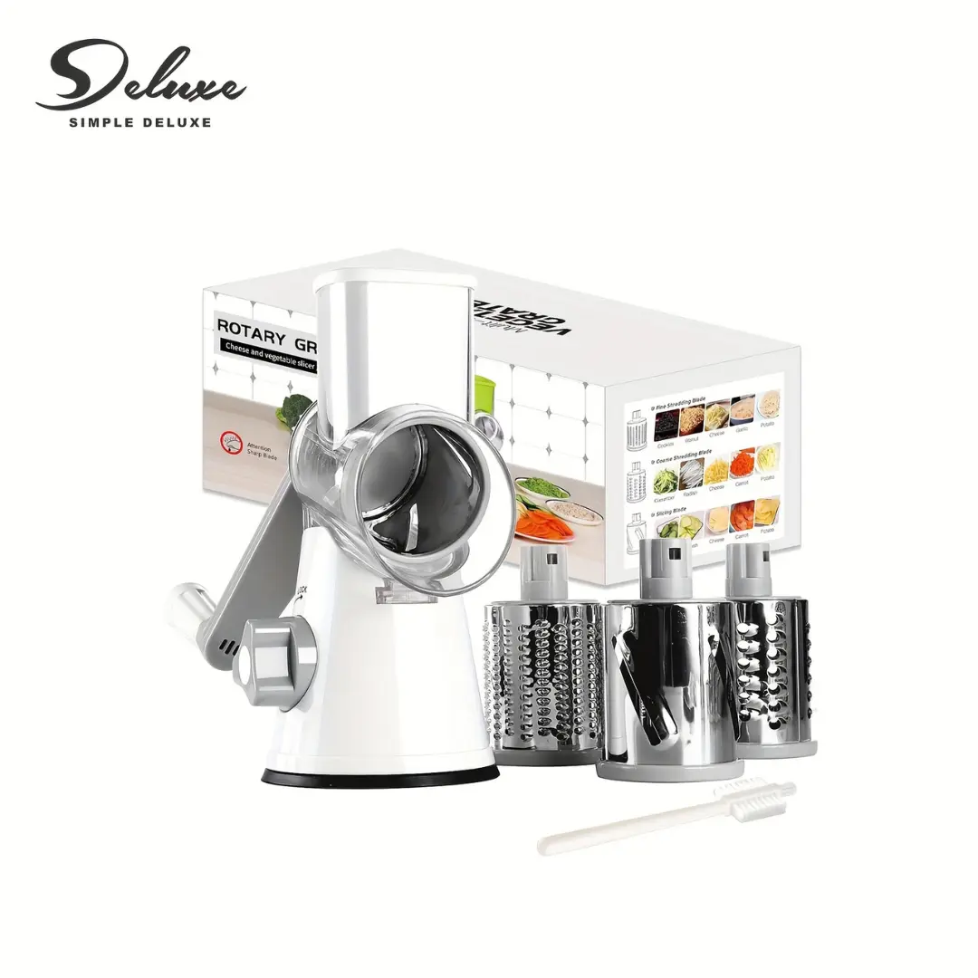 1pc, Vegetable Cutter, Rotary Vegetable Slicer, Vegetable Grater, Manual Cheese Grater, Multifunctional Vegetable Cutter, Potato Shredders With 3 Sharp Drums Blades