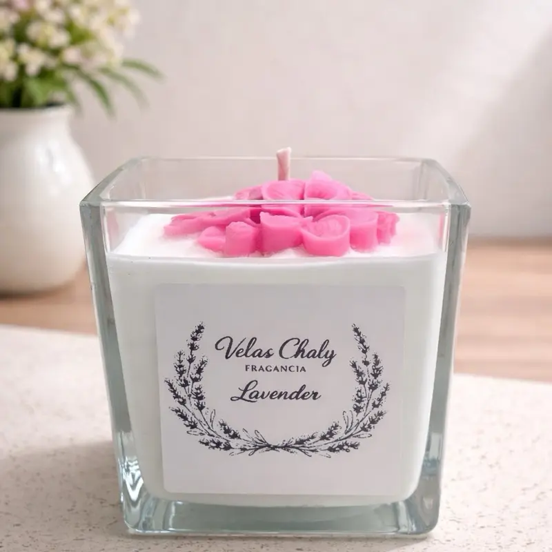 Velas Chaly Fragancia Lavender Aromatic Soy Wax Organic Candle 8.5 oz 240 g for Decor Ornaments
