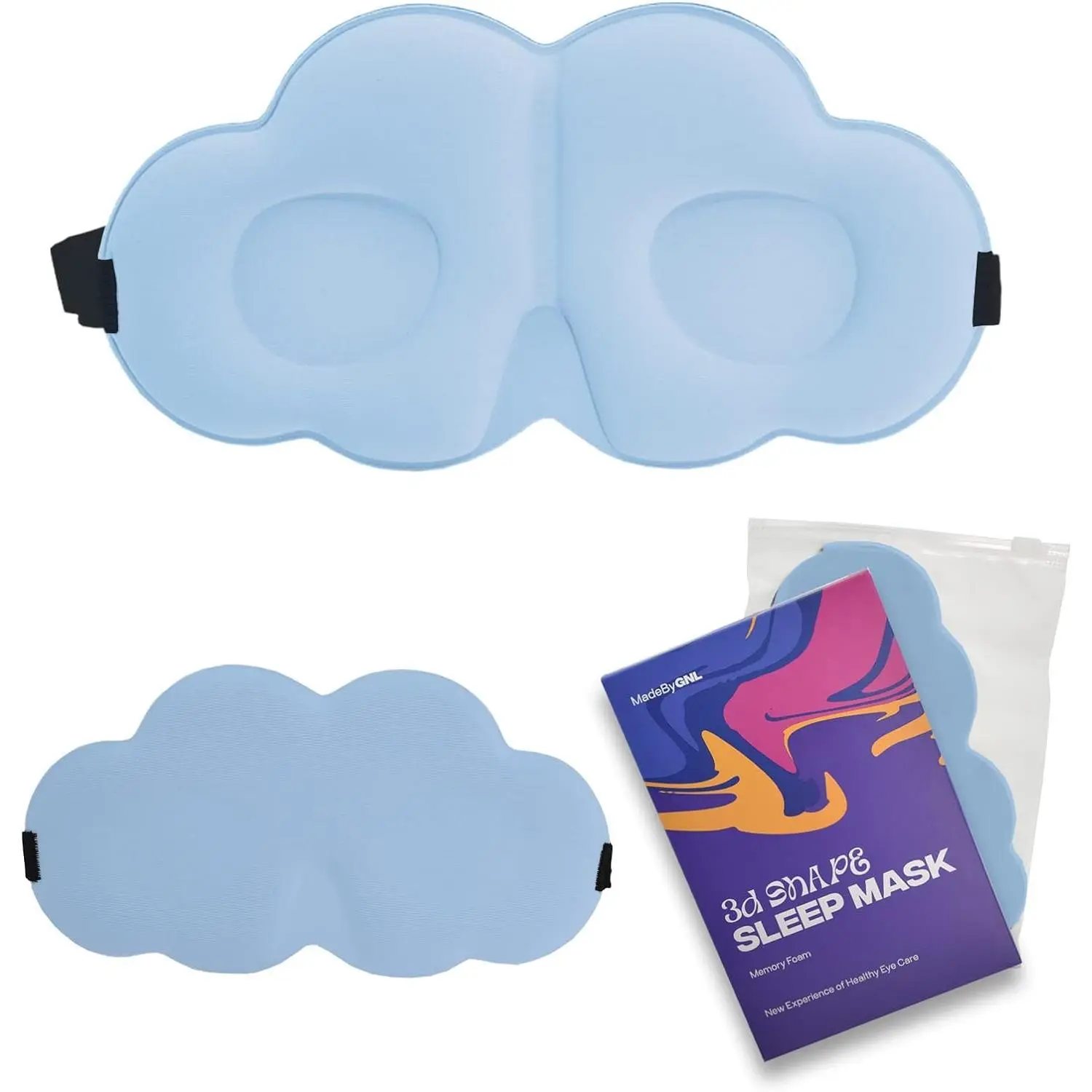 3D Contoured Silky Washable Sleep Mask - Soft Adjustable Strap Eye Cover for Sleeping, Side Sleepers - Suitable Gift for Adults, Children (Blue)