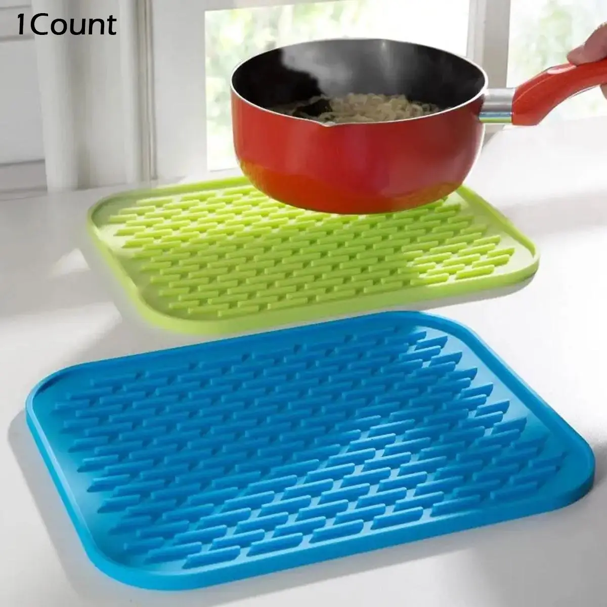 Silicone Pot Mat, 1 Count Heat Resistant Pot Mat, Non-Slip Coasters for Table Protection, Durable Placemat for Hot Dishes & Drink Stability