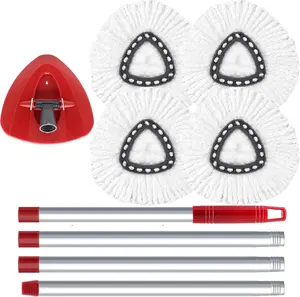 O-Cedar EasyWring Spin Replacement Set, Includes 4 Microfiber Head Refills, 1 Base, 30-58 Inch Adjustable Handle, Compatible with EasyWring 1 Tank System for Efficient Floor Cleaning