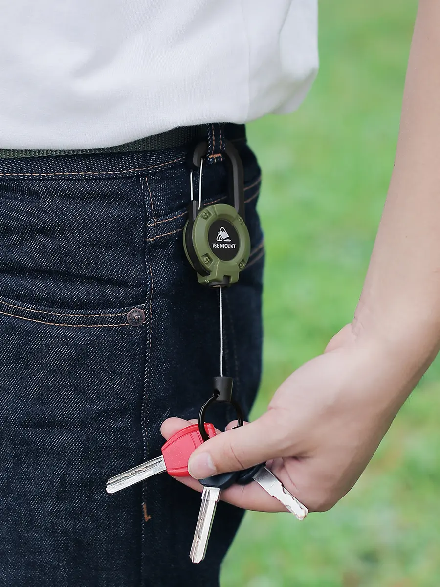 Outdoor Tactical Snap Hook Retractable Wire Rope Multi-Function Keychain Camping High-Resilience Anti-Loss Lanyard
