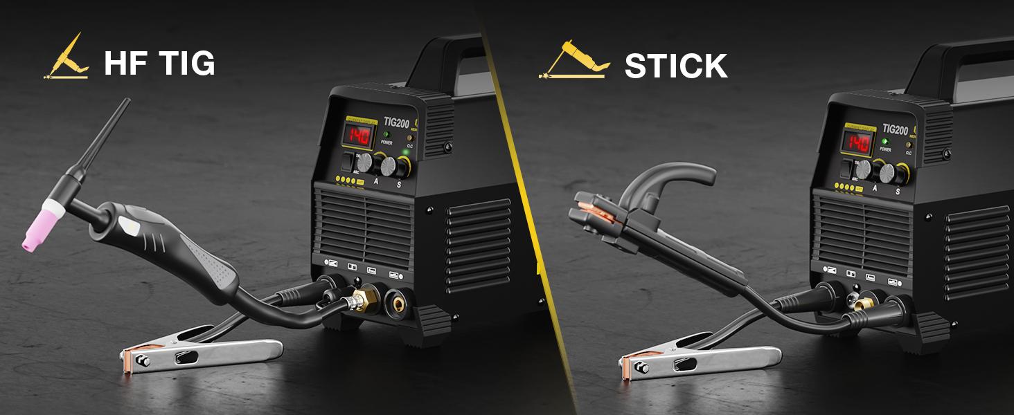 HZXVOGEN TIG200 200A TIG Welder, HF TIG/Stick 2 in 1 Welder Machine with Post Gas, 110V 220V Dual Voltage IGBT Inverter TIG Welding Machine