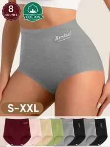 Women's High Waist Cotton Thong Panties, Breathable Fitted Design, Ditsy Floral Pattern, Comfortable All Season Underwear Set, High Waisted Briefs