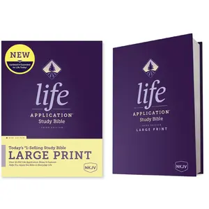 NKJV Life Application Study Bible, Third Edition, Large Print (Hardcover, Red Letter) -- Tyndale - Bible