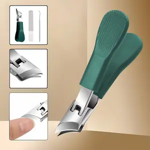 Stainless Steel Nail Clipper Set 3 in 1, Ingrown Toenail Tool Kit with Lifter & File, Ergonomic Grip for Thick/Ingrown Nails, Home Manicure Pedicure Set