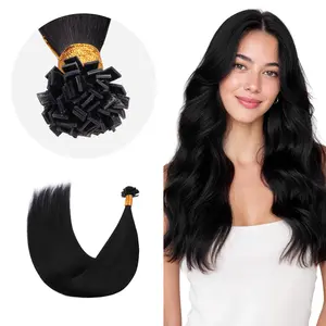 GOO GOO K Tip Hair Extensions Real Human Hair 14-24inch 50G K tips & Mini K tips extensions Keratin Bond Hot Fusion Pre Bonded Hair Extensions Flat Tip Natural Straight Remy Hair Extensions for Women