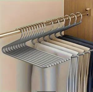Open-Design Pants Hangers Pack of 10 Durable Metal Hangers for Jeans Multifunctional Non-Slip Unisex Organiser Hanging for Short Skirts Jeans and Long Pants house organizers holder