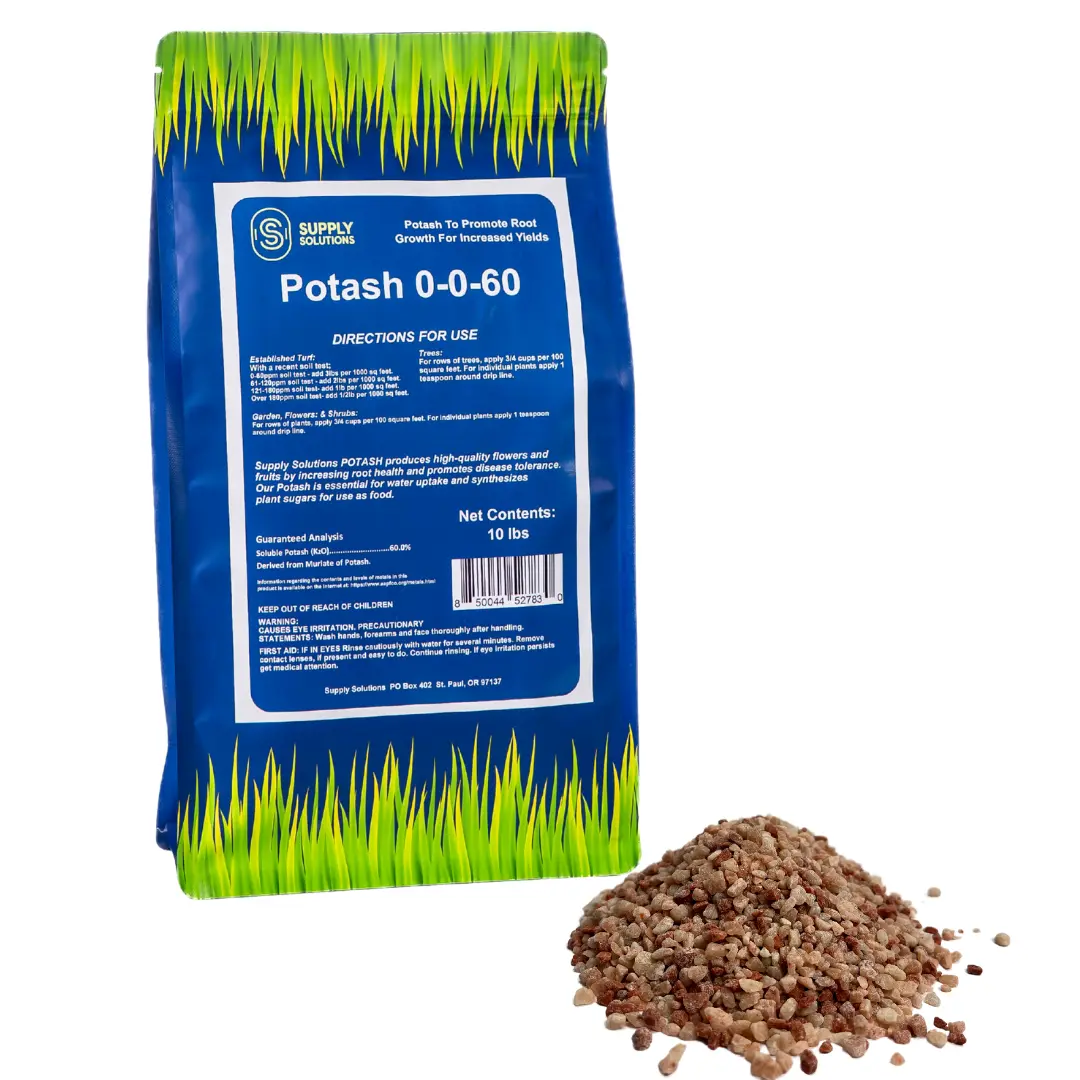 Supply Solutions Muriate of Potash 0-0-60 Fertilizer High Potassium for Plants Ideal Plant Food & Potash for Lush Crops Blooms Acidic Plants 10lbs