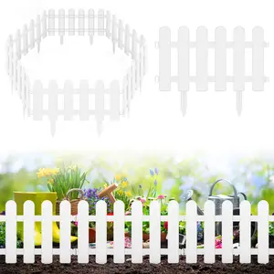 Set of 24 White Plastic Garden Fence Panels Designed for Decorative Landscaping, Featuring a No-Dig Mini Picket Fence Suitable for Rabbit Gardens. Ideal for Villa Gardens,Decorative Fences