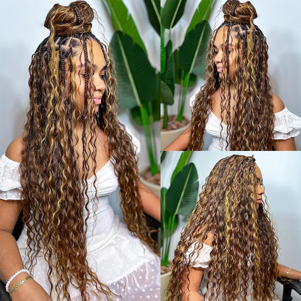 P4/27 Human Hair Braiding Hair Honey Blonde Deep Wave Bulk Human Hair for Braiding Highlight Ombre Brown Curly Bulk Human Hair for Boho Braids SpringStatements