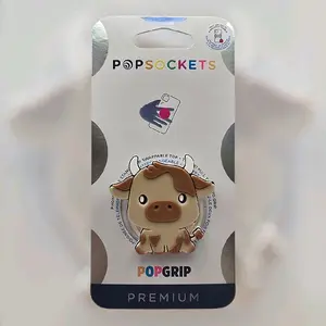 Cutesy Cow Phone Grip Holder with Expanding Design | Magnetic Stand | Swappable Top | Secure Hold for iPhone MagSafe Cases | Adhesive Option | Kindle Accessory | Cellphone Durable Smartphone Mount