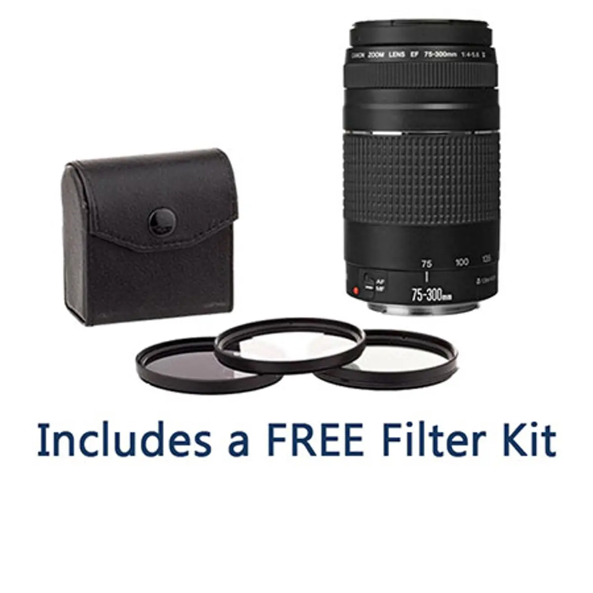 Canon EF 75-300mm f/4-5.6 III Compact Telephoto Zoom Camera Lens with ProOptic 58mm Filter Kit