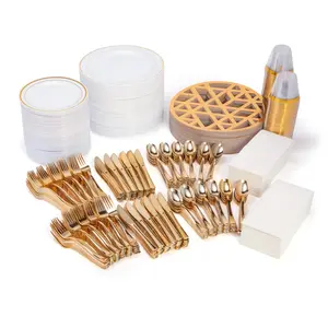 784 Pc. Deluxe Premium Gold Tableware for 96 Guests