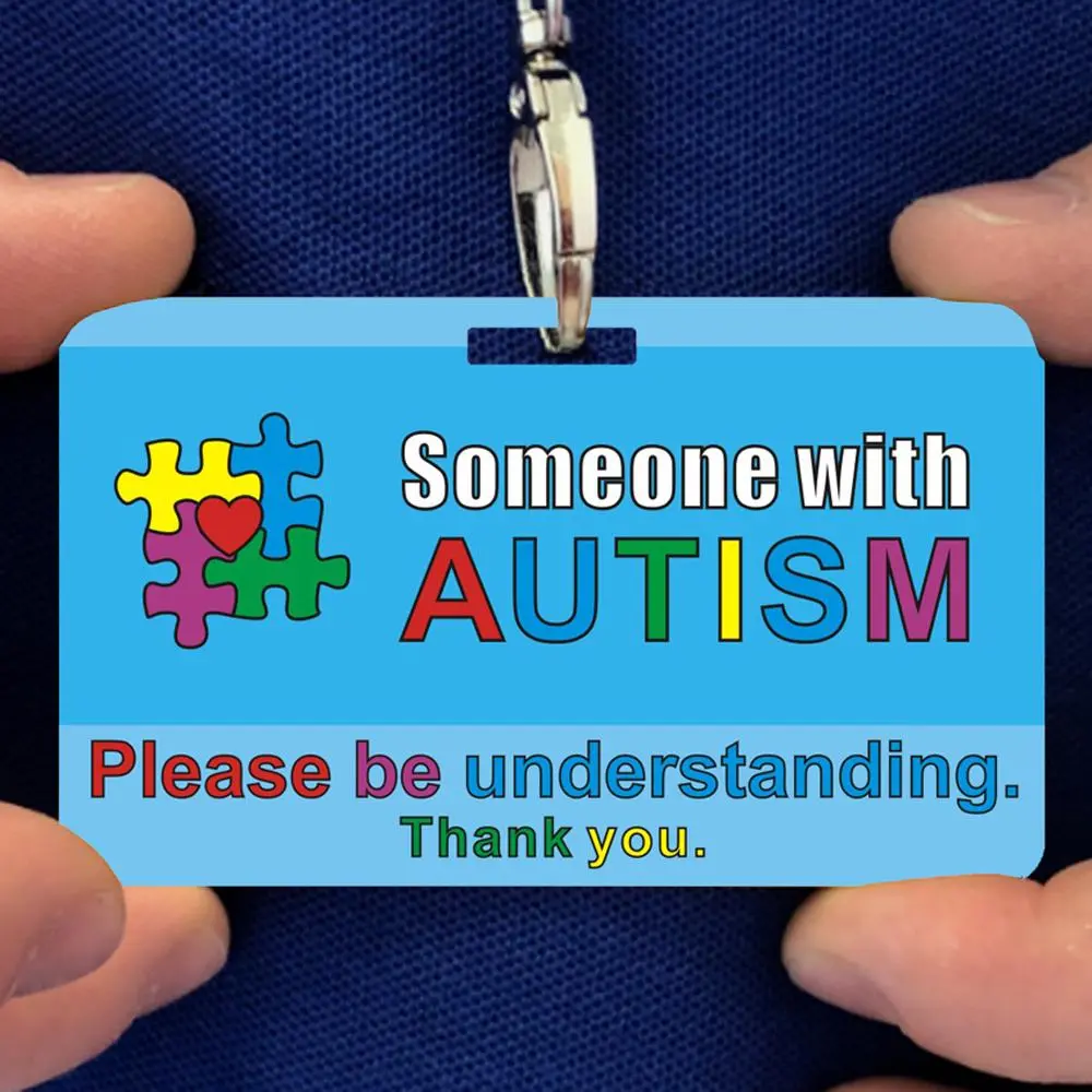 Someone With Autism Reminder Card With Lanyard, 1 Count Waterproof & Anti-fade Warm Reminder Card For Autistic People