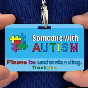 Someone With Autism Reminder Card With Lanyard, 1 Count Waterproof & Anti-fade Warm Reminder Card For Autistic People