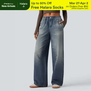 Halara Mid Rise Denim Print Casual Jeans with Pockets#TikTokShopSpringGlowUp