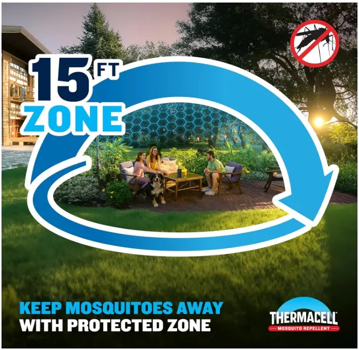 Fuel-ZoneGuard Base Fuel Powered Mosquito Repeller; 15-Foot Zone of Scientifically Proven Outdoor Protection; Patio Shield; 12-Hr Refill; DEET-Free; Bug Spray Alternative; Glacial Blue