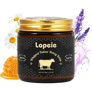 Lopeie Whipped Grass-Fed Beef Tallow Honey Balm - 4 Oz,Moisturizing Cream for Soft, Smooth Skin - Handmade All-Natural Moisturizer - Lavender,hydrating, comfort, moisture boost cream, luminous firming cream, body care, hydrating dry skin