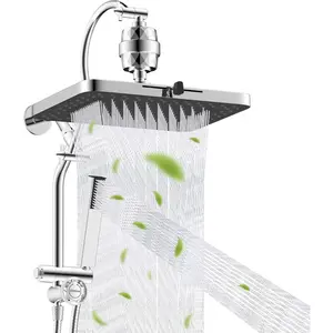 5- Filtered Rainfall Shower  Combo, High  13'' Showerhead with Stainless Steel 4  Modes Handheld,  Metal 4-way Diverter Arm with Pause Mode, 71'' Hose & Holder, Chrome