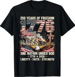USA 250th Anniversary 1776 2026 Patriotic T Shirt American Flag Eagle Freedom
