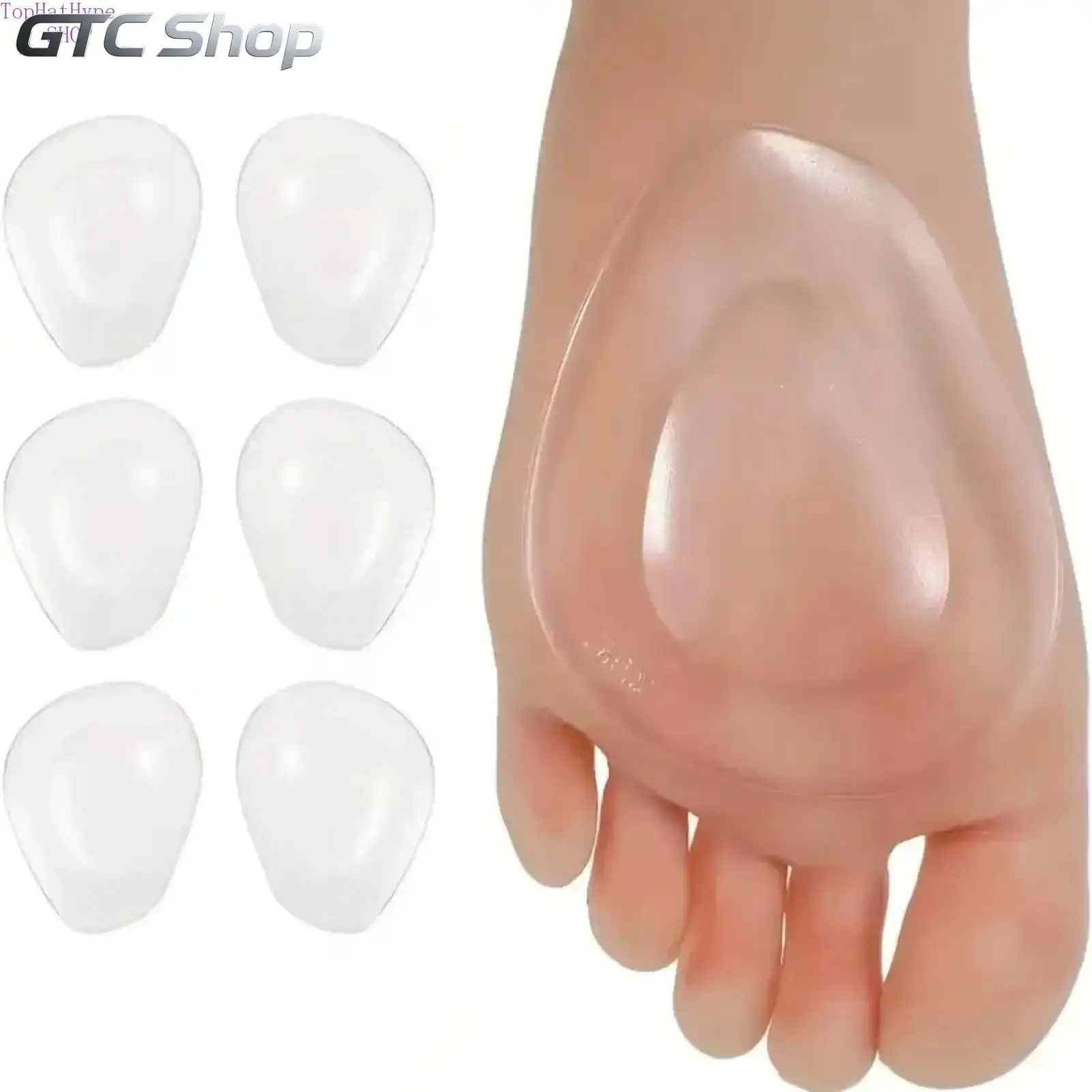 Unisex 6-Piece Gel Insoles for High Heels - Silicone Triangle Cushion Pads, Anti-Slip Shock-Absorbing Foot Support, Reusable Soft Shoe Inserts for Walking, Ideal for Daily Wear