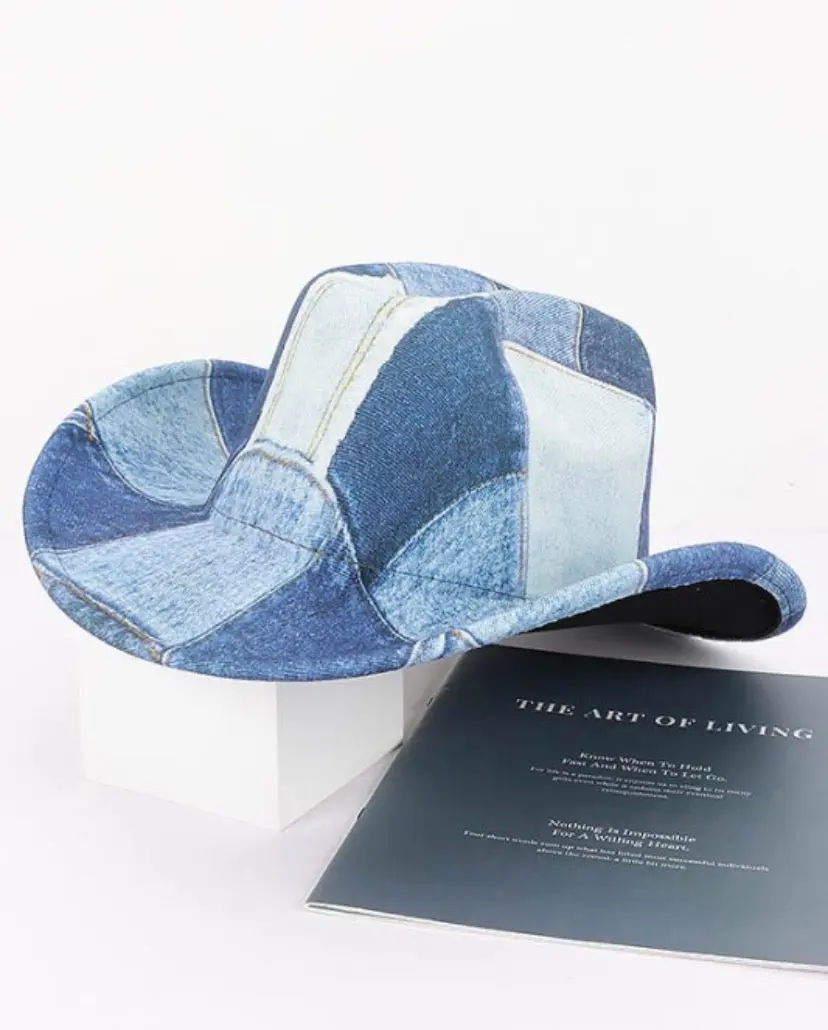 Cotton denim print patch cowboy hat Casual Hat Western Hat Cotton denim print patch cowboy hat Casual Hat Western Hat