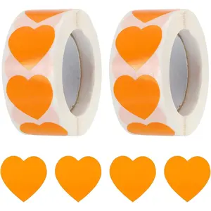 1000 count Heart Shaped Sticker 1 Inch Self-Adhesive Love Sticker Label Heart Decorations for Envelope,Valentine Day,Wedding Party, Orange