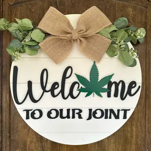 Welcome to our Joint Door Sign, Funny Door Sign, Weed Door Sign, Front Door Wreath, pot leaf Door Sign, Weed Sign Decor Lightweight