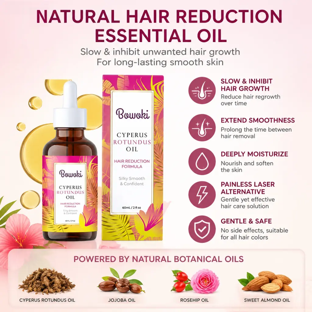 Buy 1 get 1 free Bowoki Cyperus Rotundus Oil for Natural Hair Reduction - 60ml/2oz