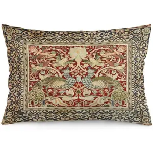 Peacock Floral William Morris Throw Pillow Covers 12x20 Inch Aesthetic Pillow  Decorative Pillowcase  Decor Living Room Cushion Case for Bed Sofa Couch