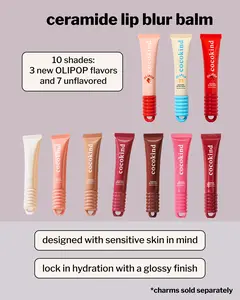 Cocokind Ceramide Lip Blur Balm - Nourishing & Smooth Formula with 10 Sheer Glossy Shades including 7 unflavored and 3 new OLIPOP flavors