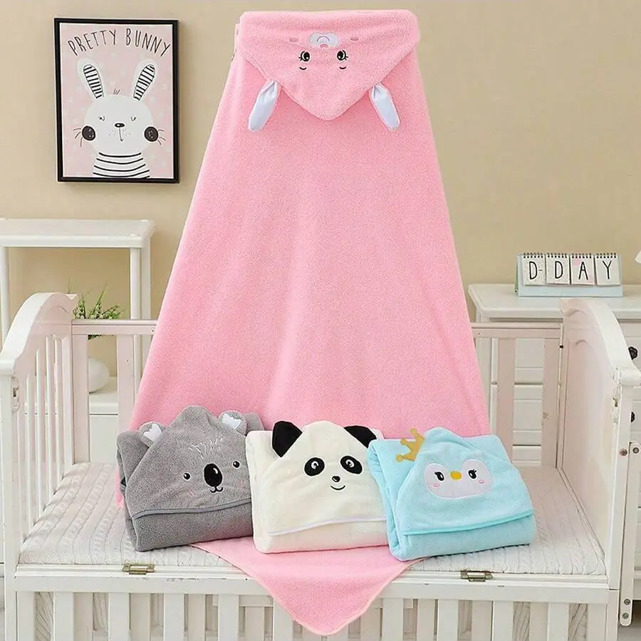 Baby Bath Towel and Robe Set, Ultra Absorbent Microfiber for Newborn 0-2 Years, Cute Cartoon Hood Towel Cape Makes Bath Time Fun