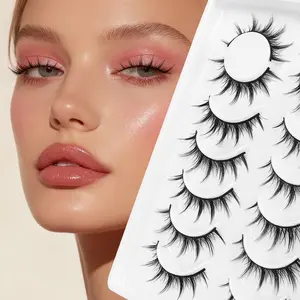 7 Pairs Cartoon Eyelashes, Lightweight Anime False Lashes Natural Look, Fluffy Pointed Doll Eyelashes, Makeup Fake Eyelashes, False Eyelash Set