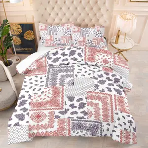 Patchwork style full width printed pattern, including 1 quilt and 1 or 2 pillowcases without pillow cores, soft bedroom decorations for children and adults, suitable as birthday and moving holiday gifts