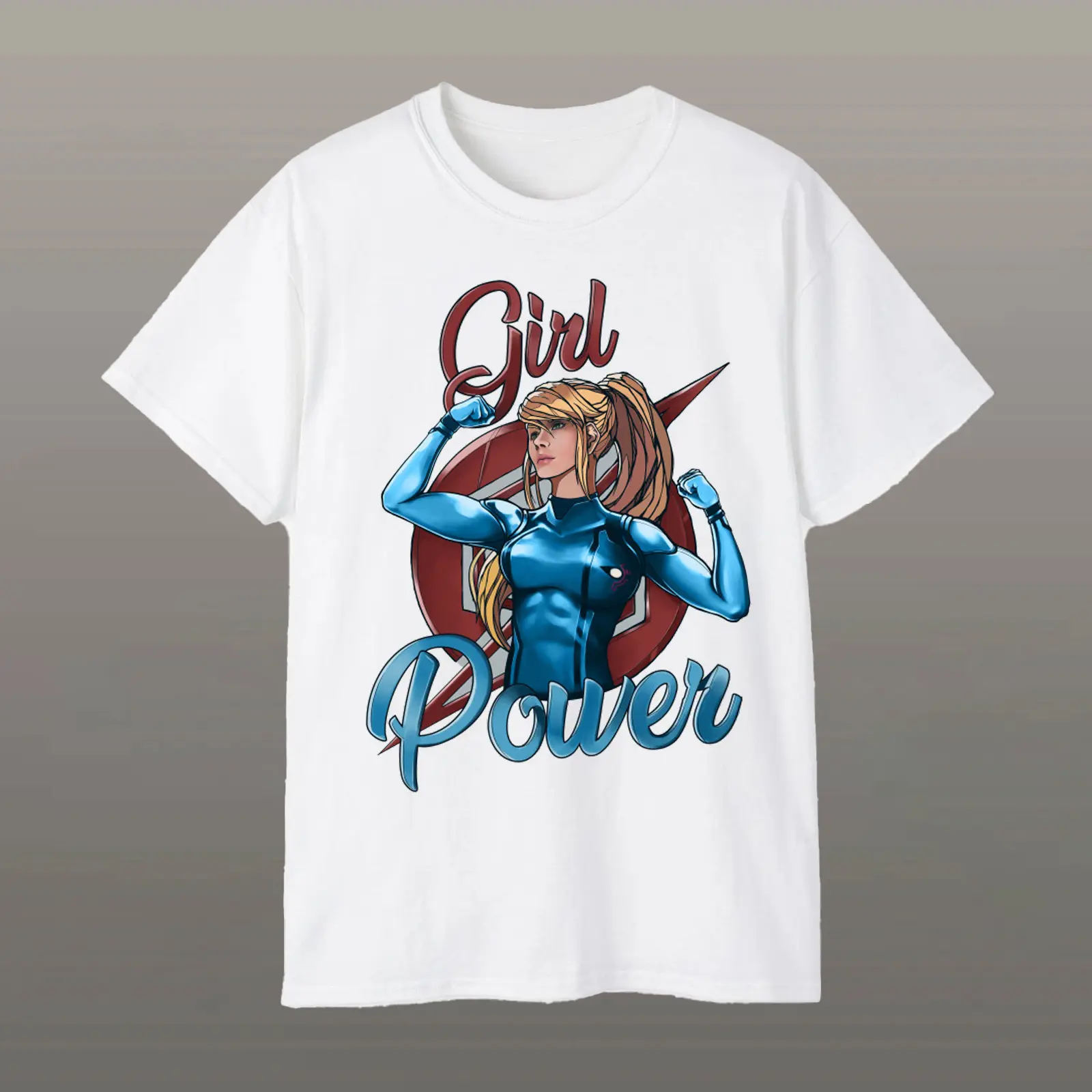 Metroid Samus Aran Girl Power Graphic T-Shirt – Samus Aran Sci-Fi Game Tee Vintage Style