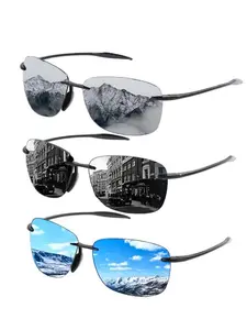 Retro Rimless Square Sunglasses for Men Vintage Tinted Lens Summer Shades Lightweight Fashion Eyewear for Driving, Travel, Parties & Daily Use