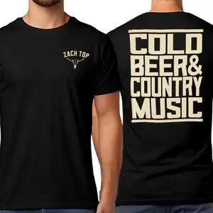Cold Beer & Country Music Tour 2025 Two Sided Unisex T-Shirt - Zach Top Official Merch for Country Music Fans, Perfect for Concerts and Casual Wear
