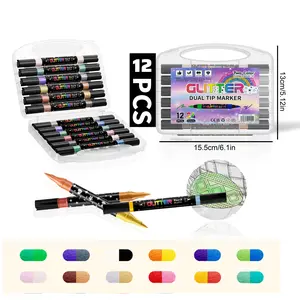 12 Dual-Tip Markers Set – 24 Vibrant Colors