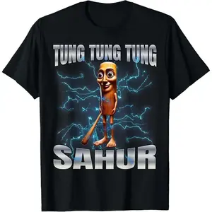 [100% Cotton] Cotton Unisex Tung Tung T Shirt Featuring Graphic Design for Men and Women