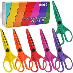 UCEC Craft Scissors - Decorative Edge, 6 Pack Extended Pattern Scissors with Different Designs, Fun for Kids, Teachers, Crafts, Scrapbooking, DIY Photos, Album