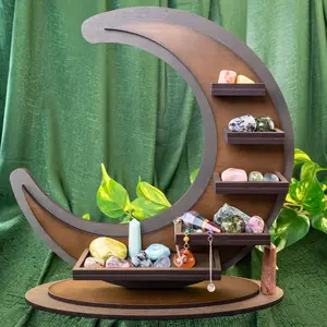 Down to Earth Standing Moon Shelf - Elegant Design with Crescent Moon Shape for Home Decor and Displaying Crystals, Ideal for Altars and Meditation Spaces