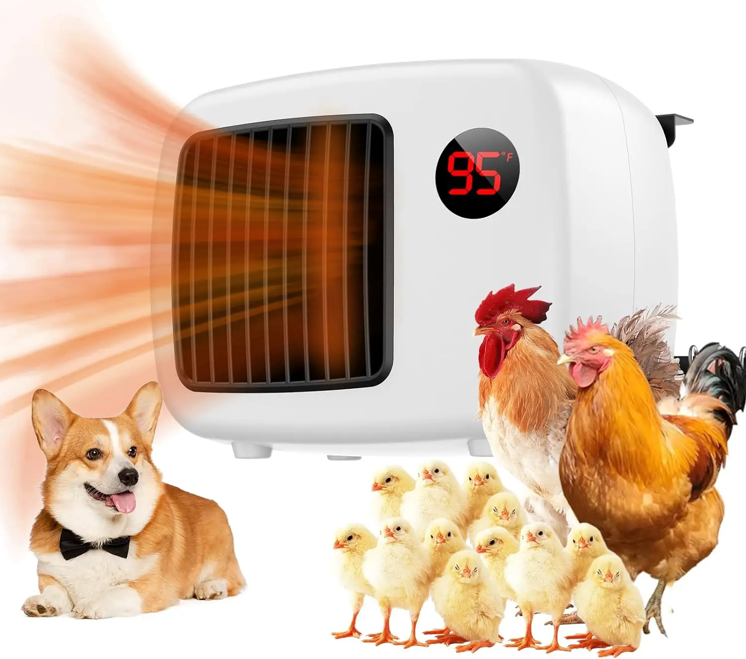600W Dog House Heater with Thermostat, Pet Heater for Outside Winter Insulated House 6 Ft Anti Chew Cord, Safe Heated Outdoor and Won't Burn Pets for