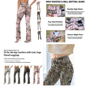 Women's high-waisted wide-leg camouflage yoga pants, flared leggings, gift for mom, gift for her, yoga lover gift